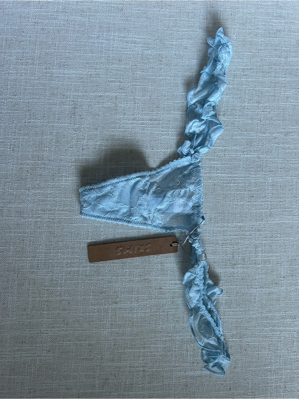 SKIMS Sky Blue Ruffle Lace Thong Bridal